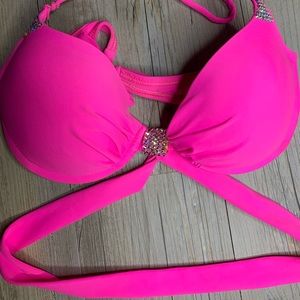 Custom Vizcaya swimwear pageant padded bikini with Swarovski crystals.